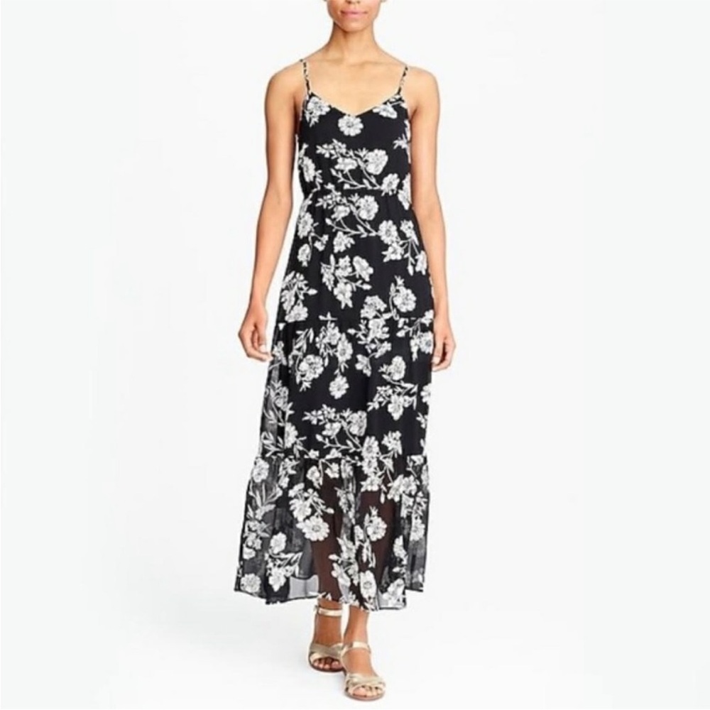 J. Crew Black and White Floral Maxi Dress